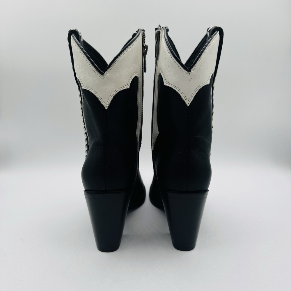Lucchese Michelle Boots Women's Size 7.5 Black‎ White Leather - Picture 4 of 16